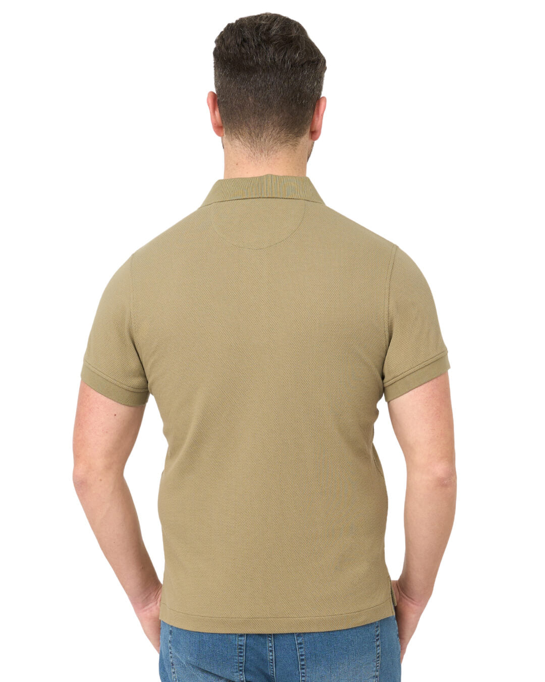 Olive Popcorn Texture Polo Shirt