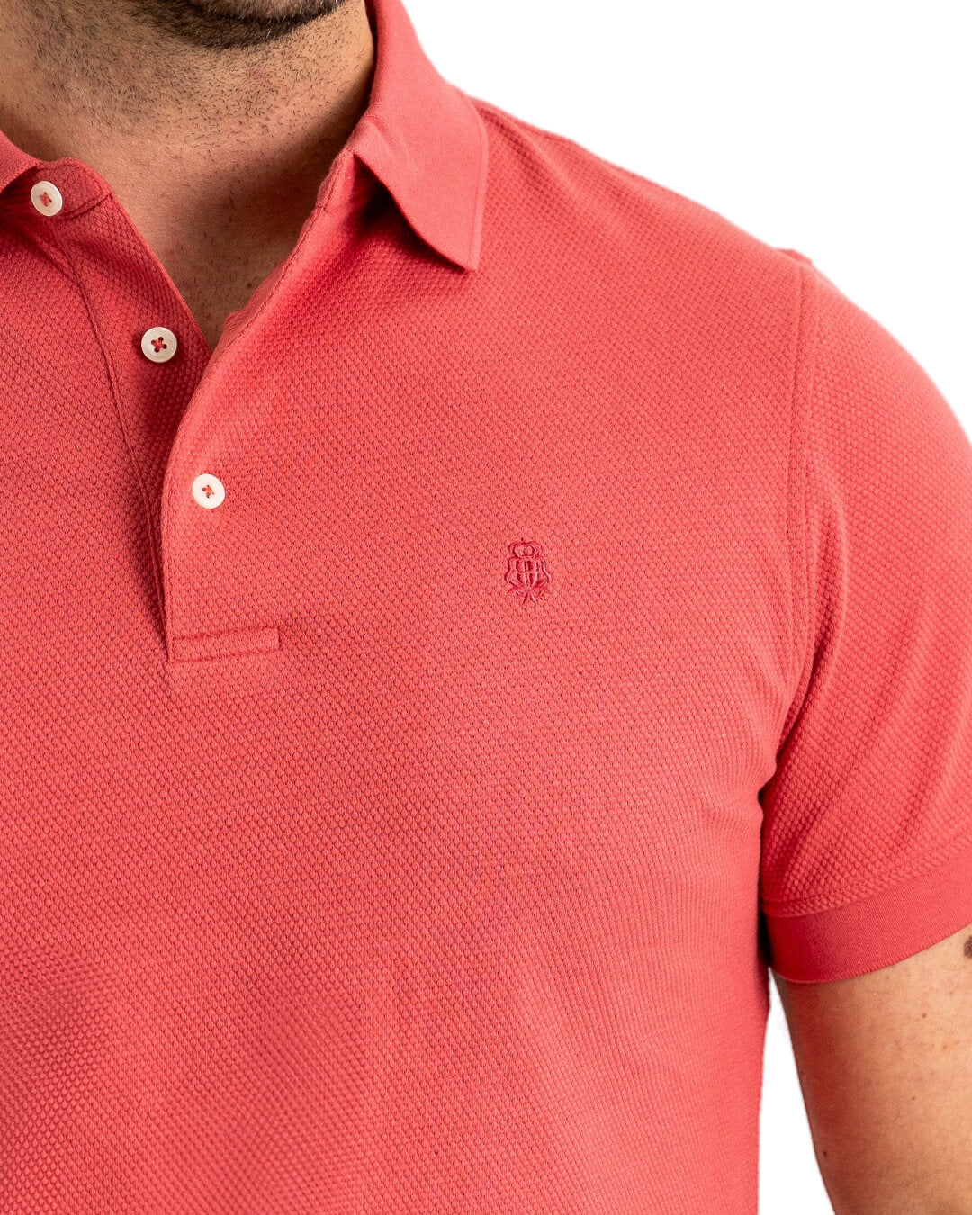 Red Popcorn Texture Polo Shirt