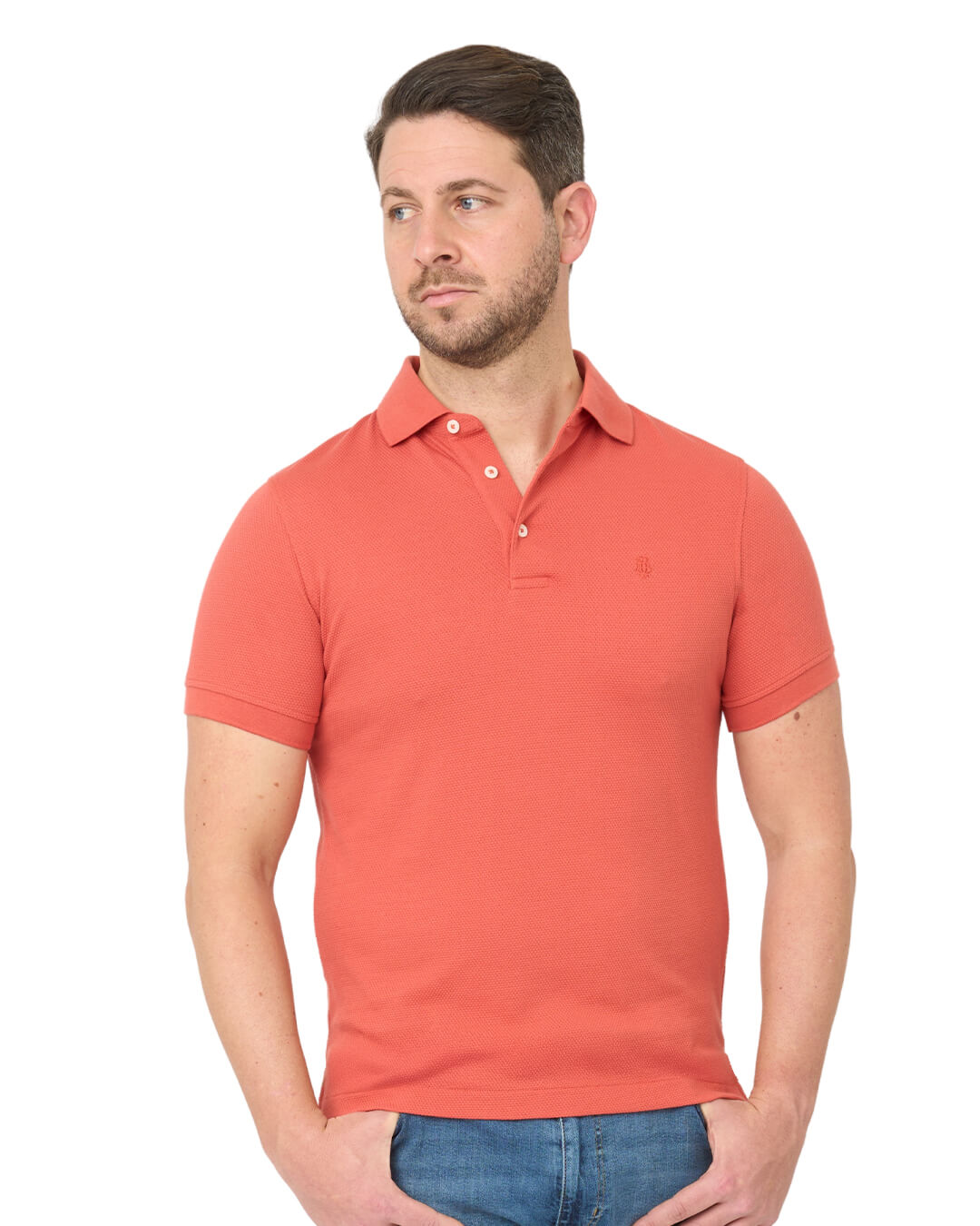 Terracotta Popcorn Texture Polo Shirt