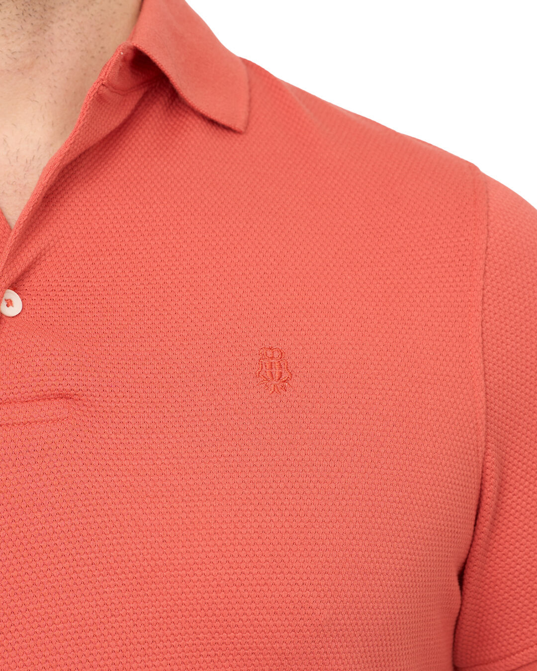 Terracotta Popcorn Texture Polo Shirt