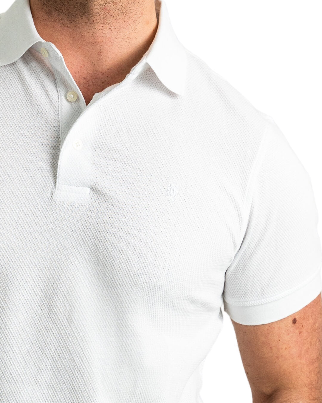 White Popcorn Texture Polo Shirt