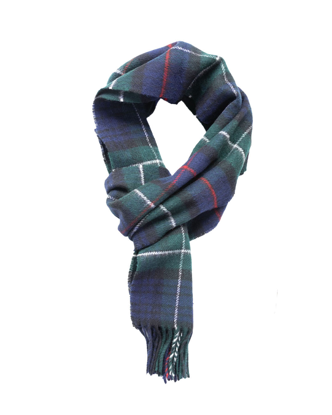 Navy McKenzie Tartan Made in England Merino Wool Scarf