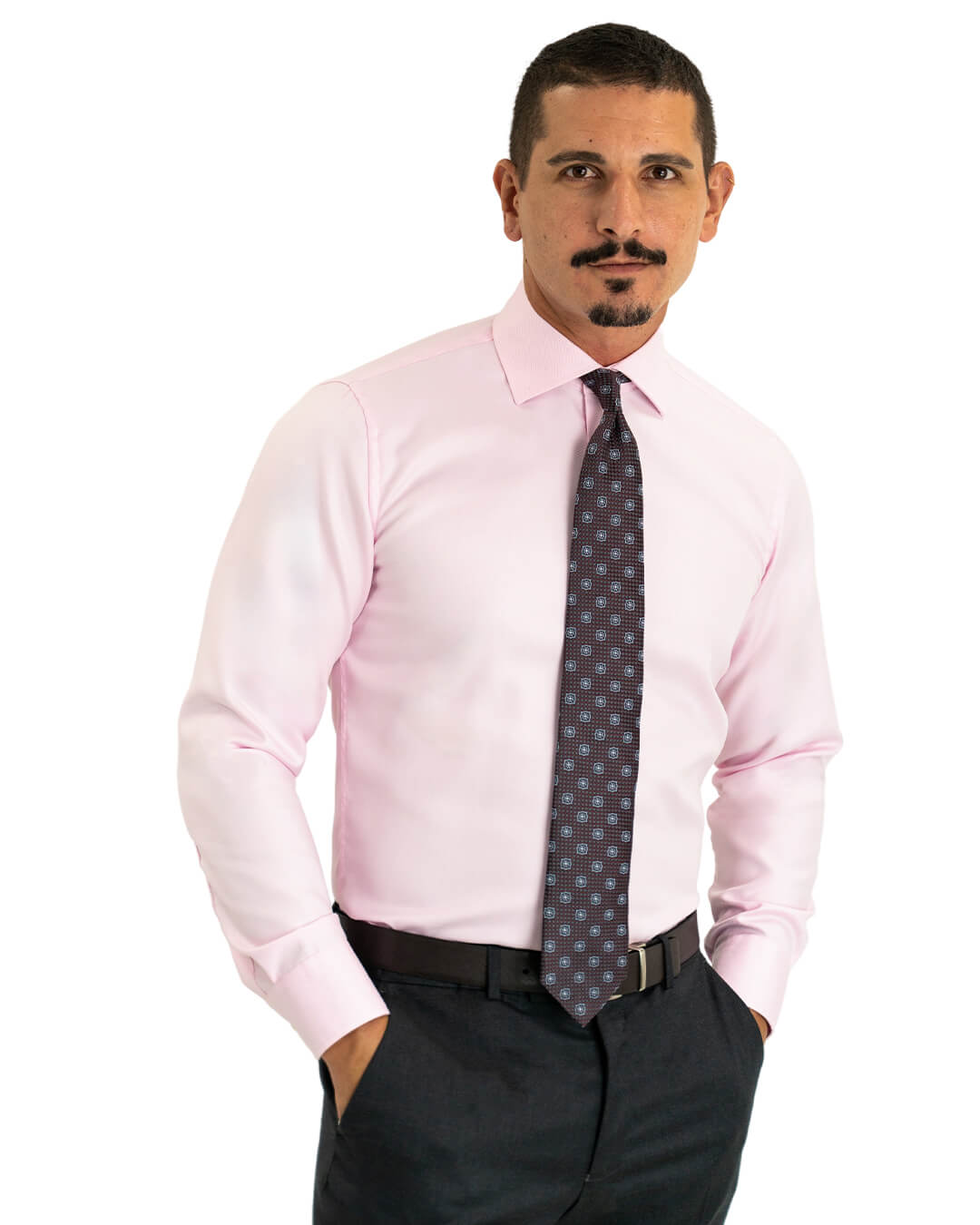 Pink Twill Cutaway Collar Single Cuffed Slim-Fit Non-Iron Shirt