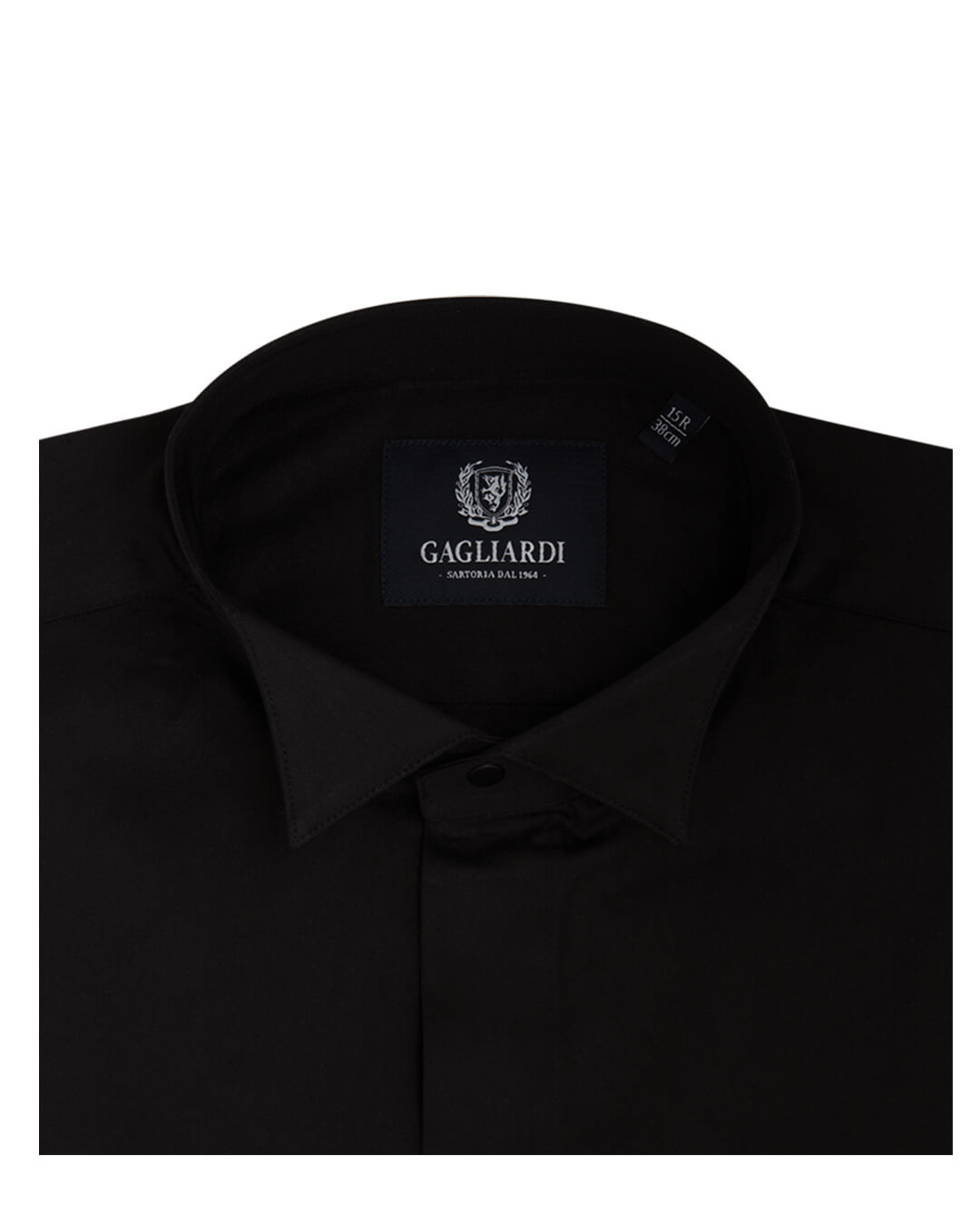 Black Mercerised Plain Slim Fit Traditional Wing Collar Evening Shirt
