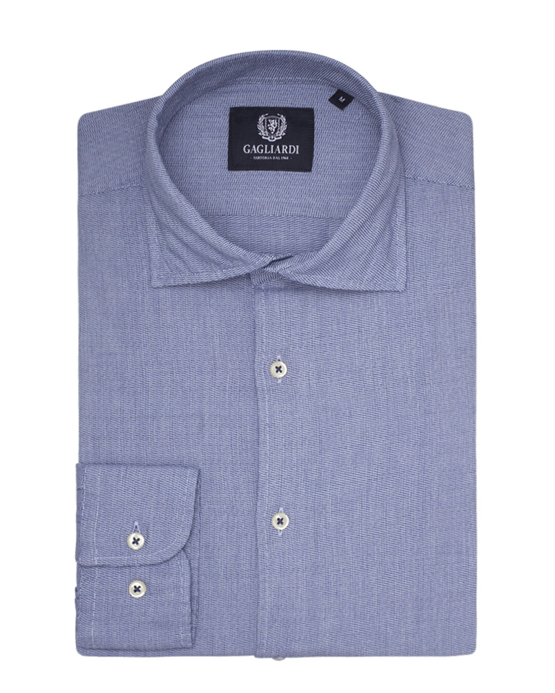 Navy Chevron Slim Fit Cutaway Collar Shirt