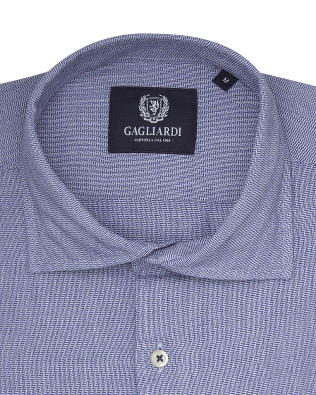 Navy Chevron Slim Fit Cutaway Collar Shirt