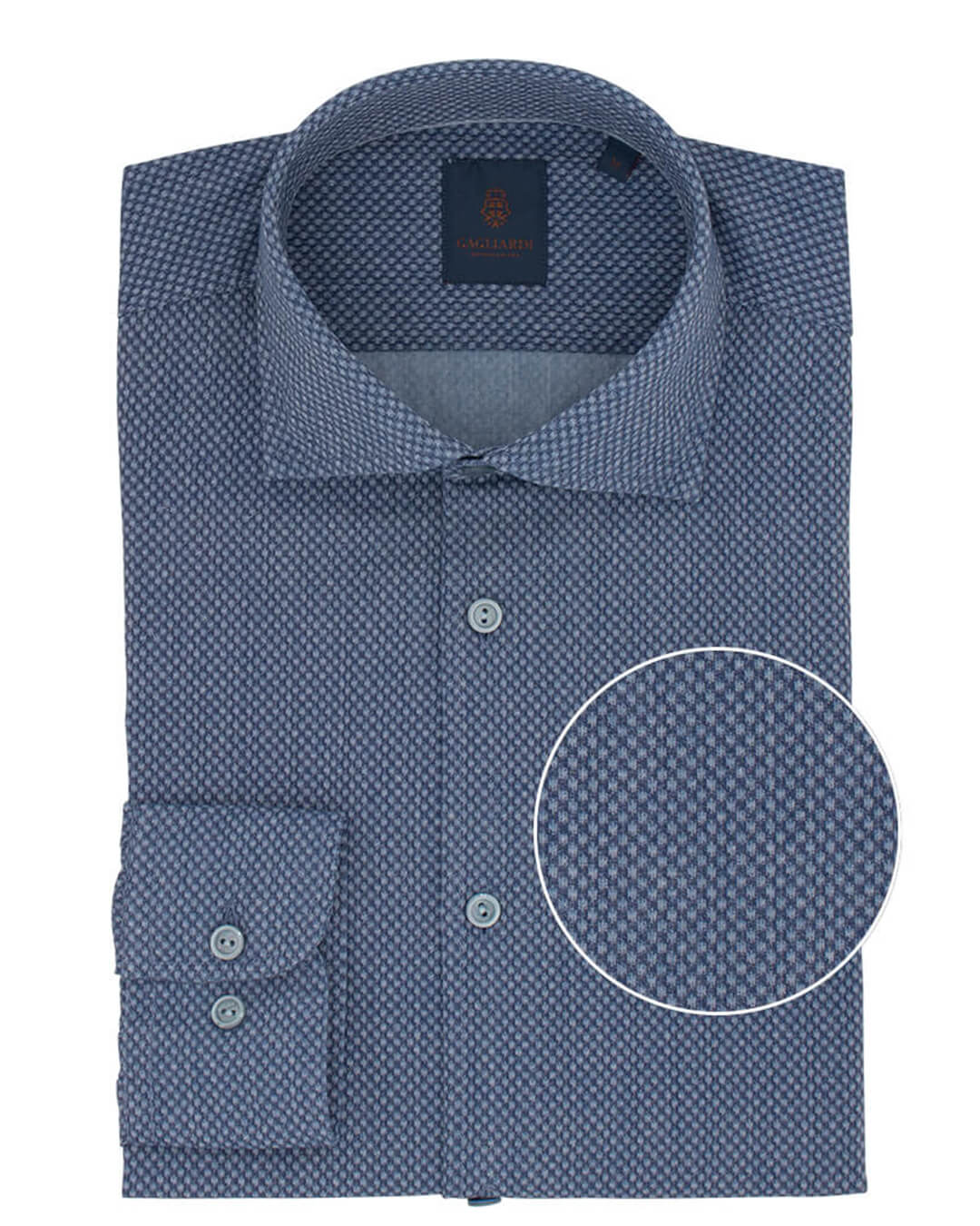 Slim Fit Indigo Spot Cotton Shirt