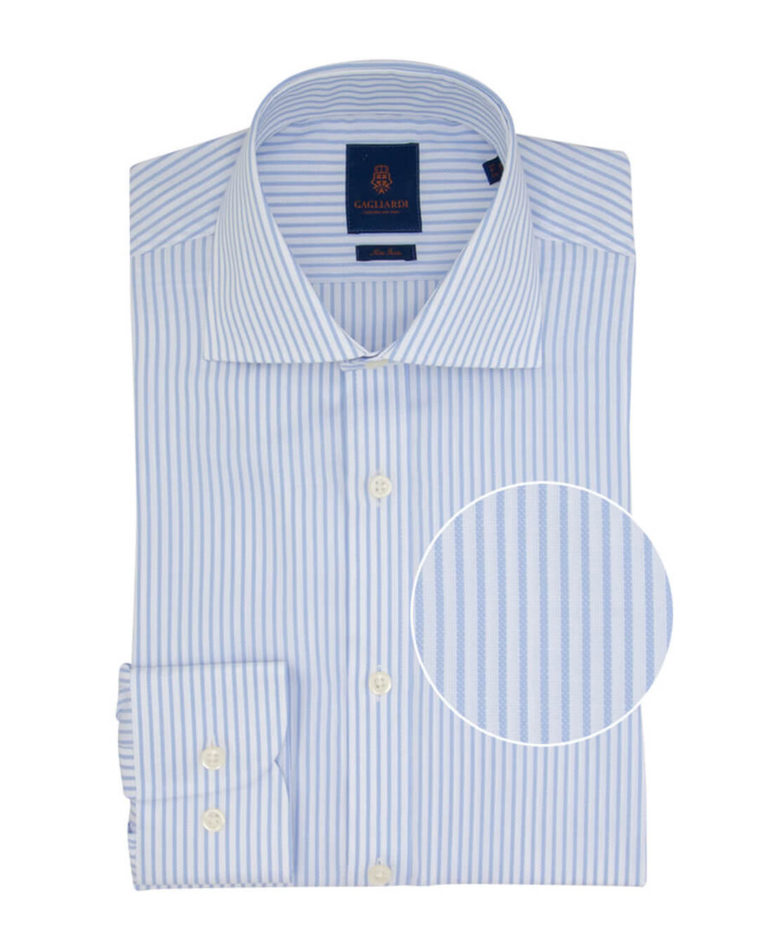 Slim Fit Sky Bengal Stripe Non Iron Oxford Cotton Shirt