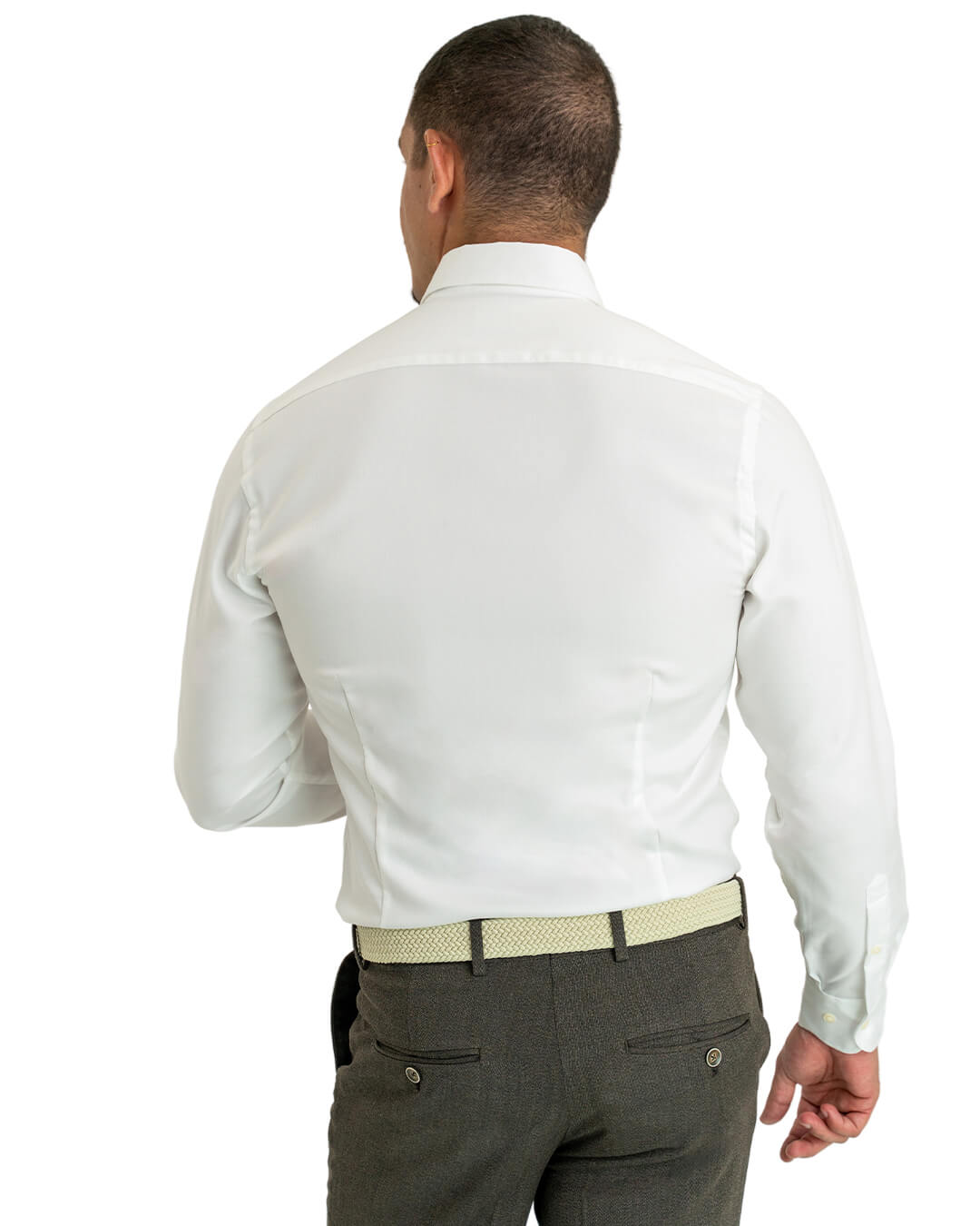 White Oxford Buttondown Collar Single Cuffed Slim-Fit Non-Iron Shirt