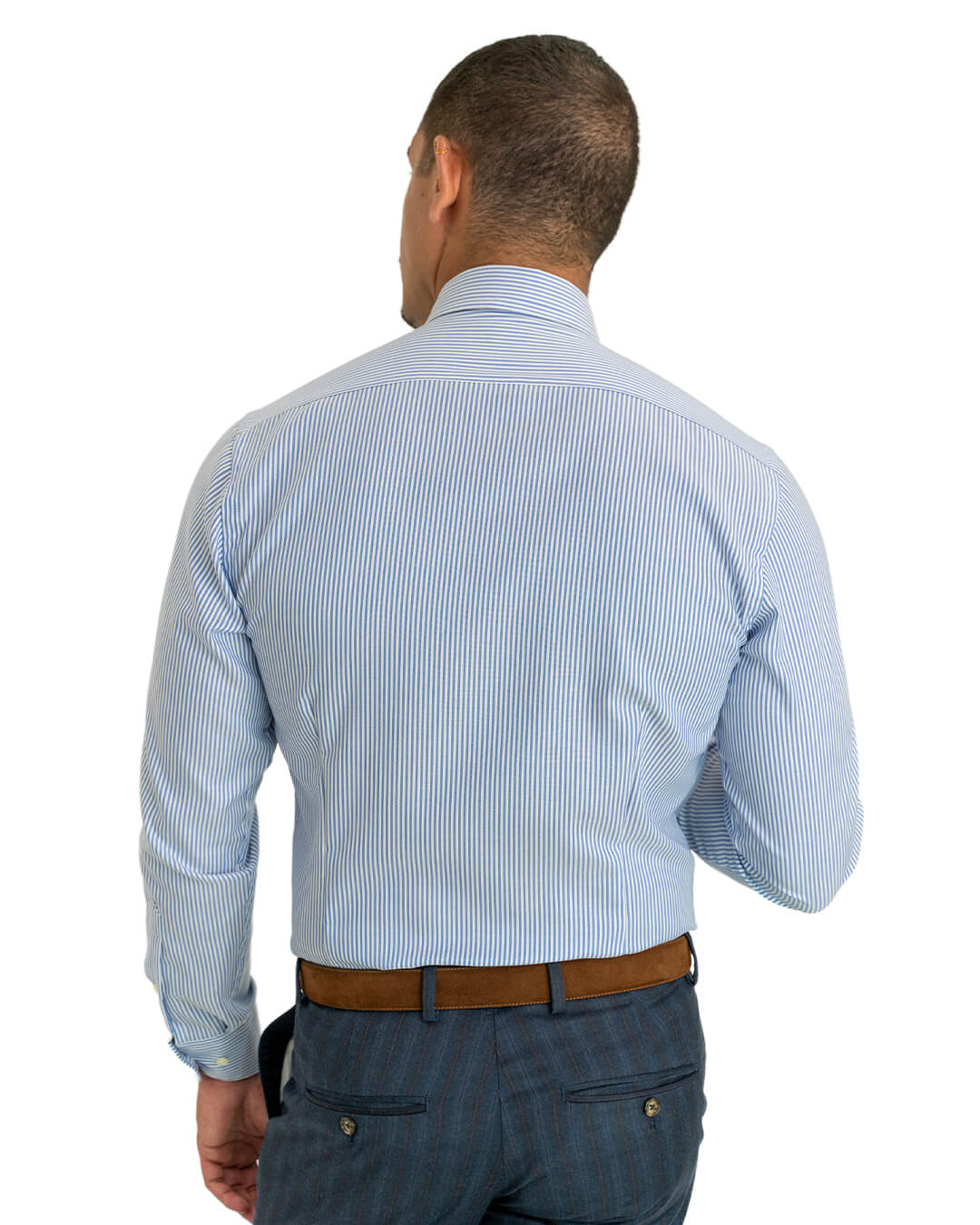 Slim Fit Blue Stripe Oxford Button Down Collar Non-iron Shirt