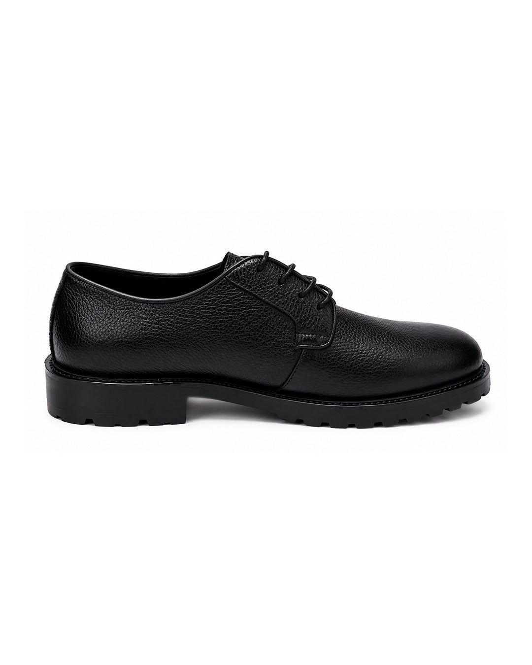 Gagliardi Black Shoes Derby Cleated Sole Grain Leather