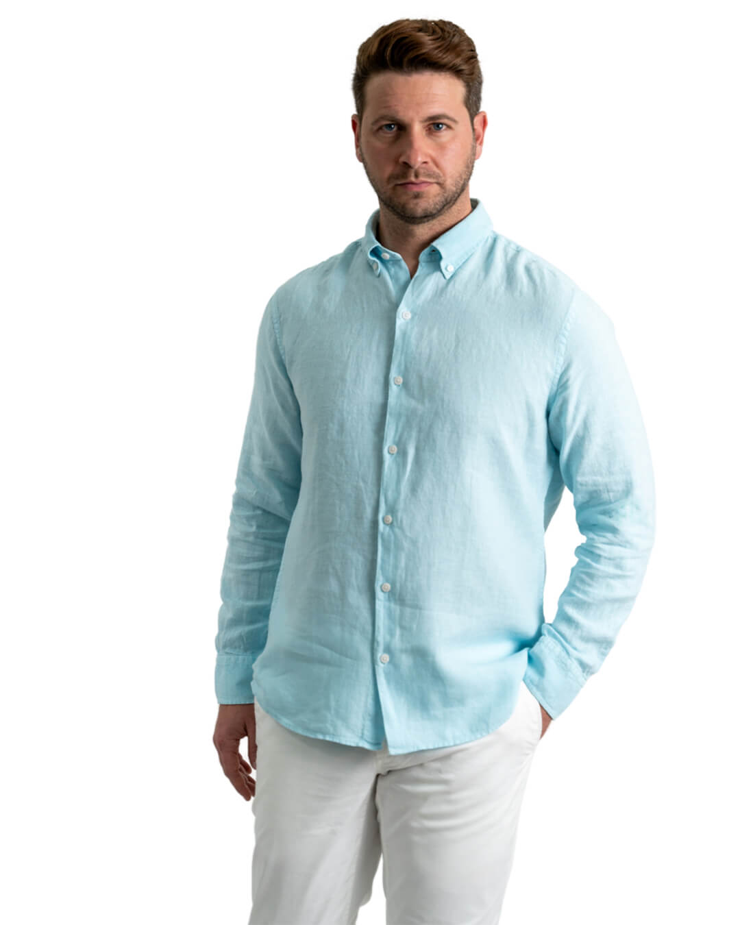 Marine Linen Button-Down Shirt