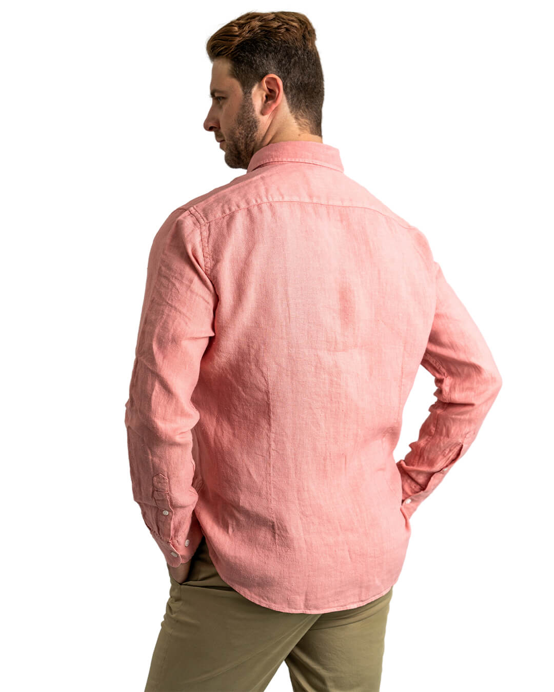 Terracotta Linen Button-Down Shirt