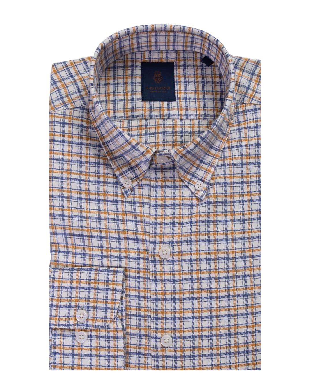 Gagliardi Gold Check Brushed Cotton Button Down Shirt