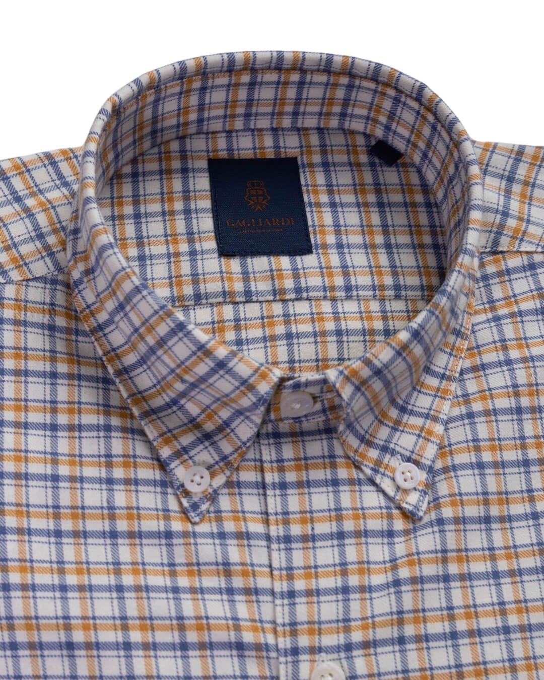 Gagliardi Gold Check Brushed Cotton Button Down Shirt