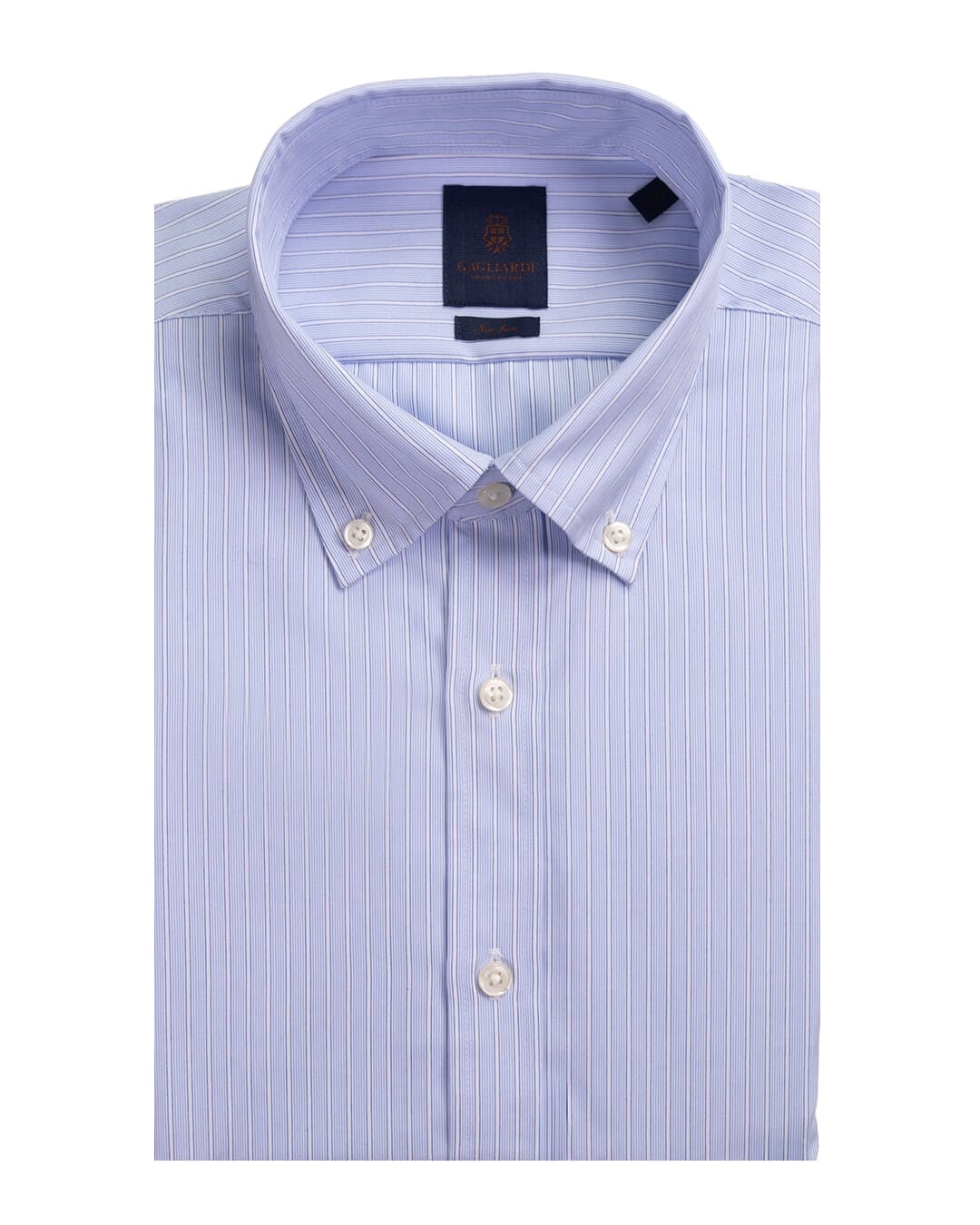 Gagliardi Blue Hairline & White Stripe Non Iron Button Down Shirt