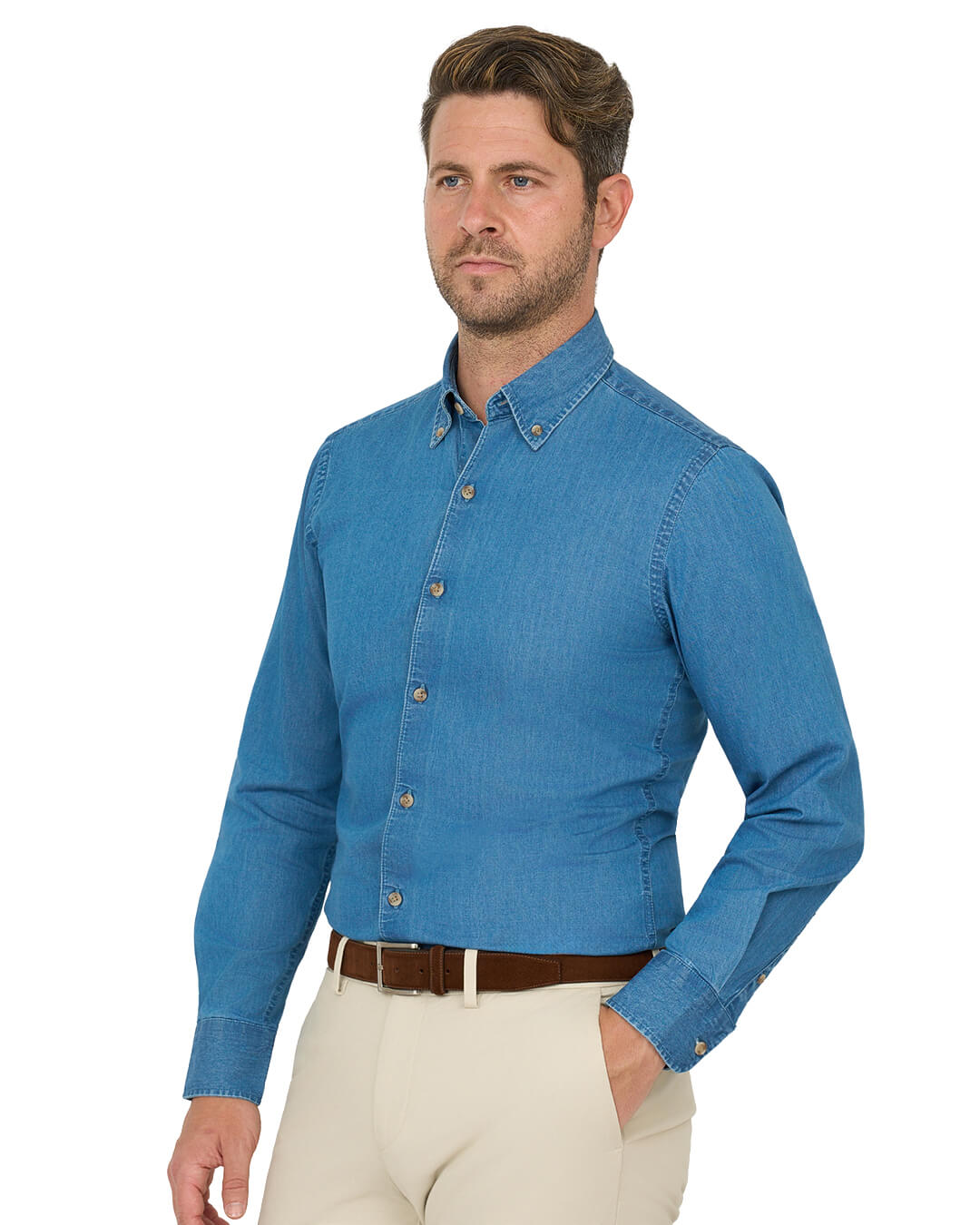 Gagliardi Blue Shirt Denim Button Down
