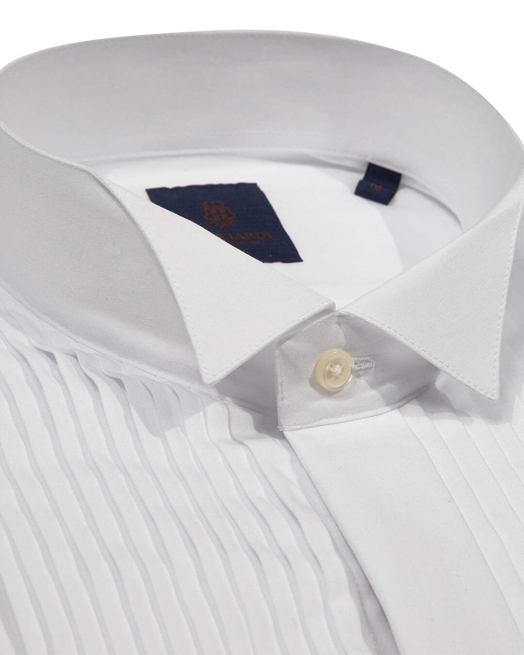 White Pleated With Traditional Wing Collar & Fly Front Dress Shirt