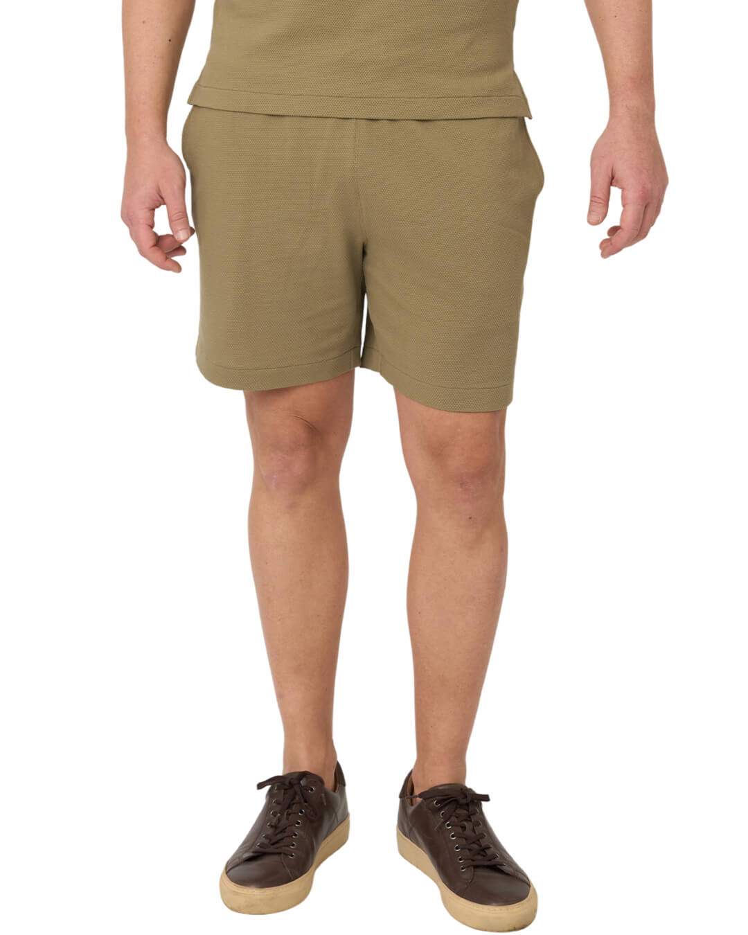 Olive Popcorn Texture Shorts