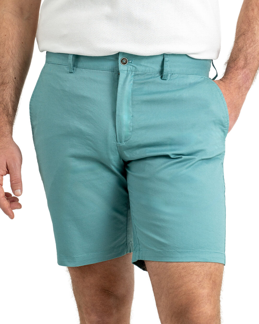 Green Twill Stretch Cotton Shorts