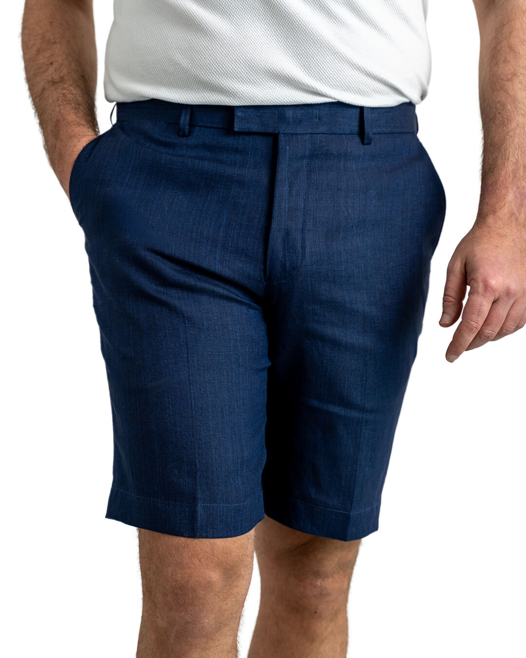 Navy Garment Dyed Stretch Cotton Shorts
