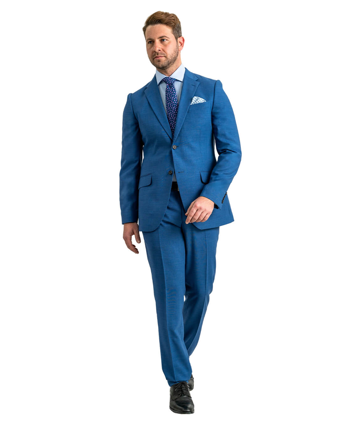 Blue Super 110s Natural Stretch Basketweave Suit
