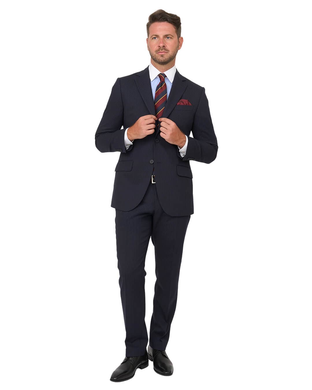 Gagliardi Navy Suit Fine Stripe