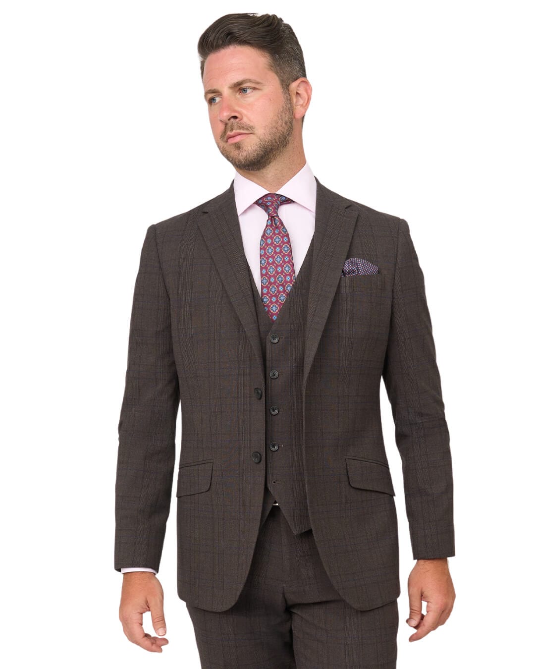 Gagliardi Brown Check Machine Washable Suit