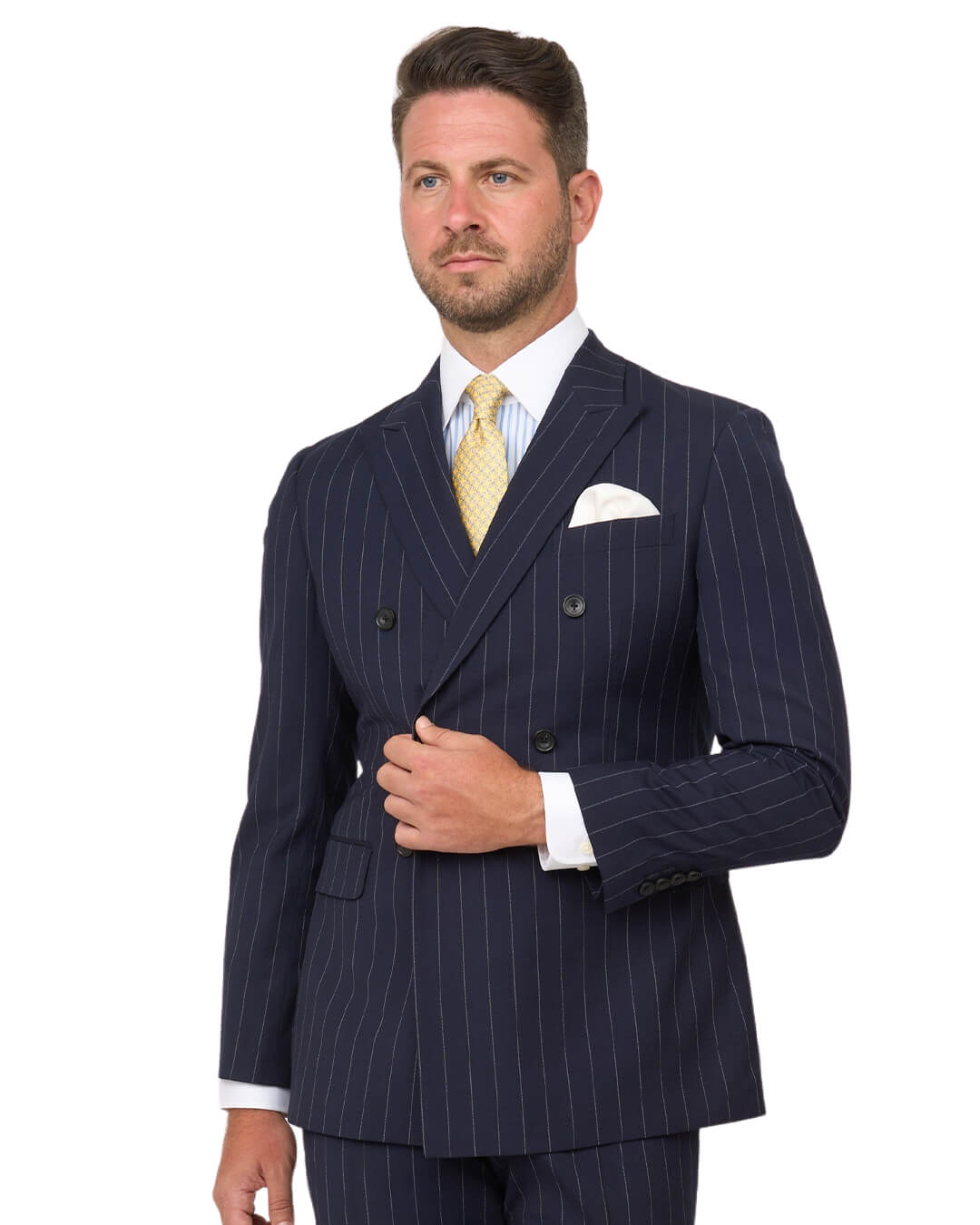 Gagliardi Navy Stripe Double Breasted Machine Washable Suit