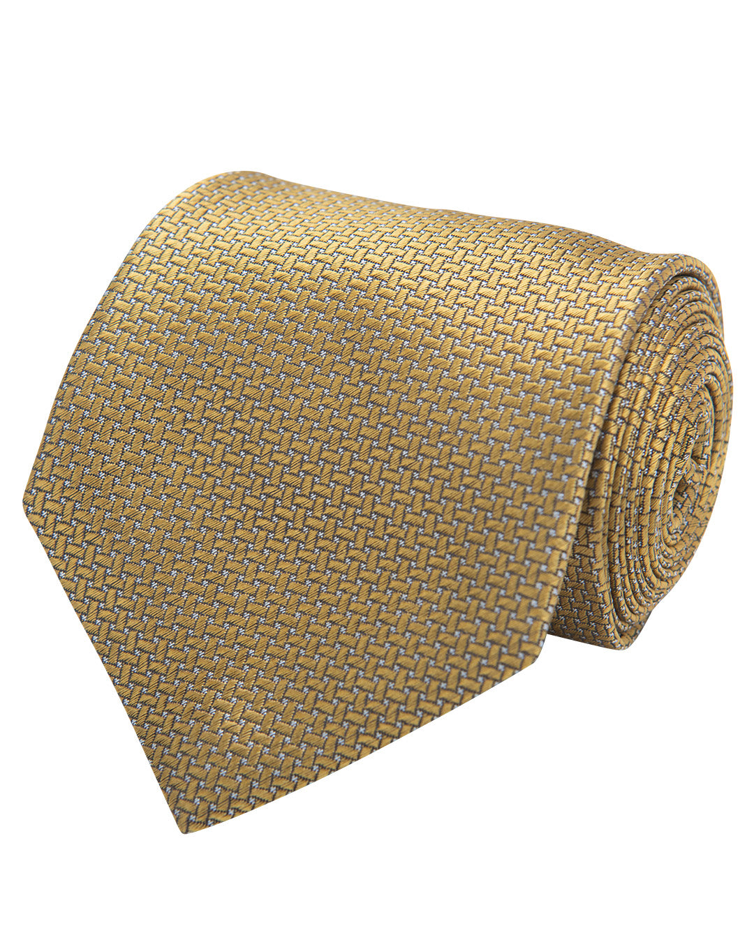 Yellow Lattice Weave Italian Silk Tie