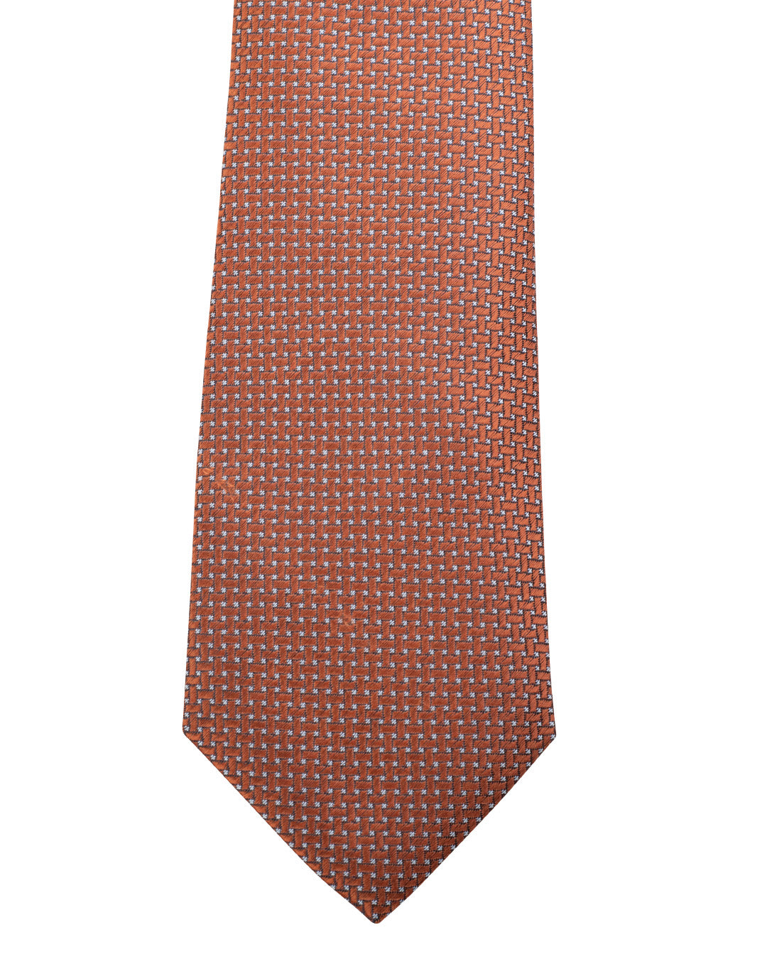 Orange Lattice Weave Italian Silk Skinny Tie