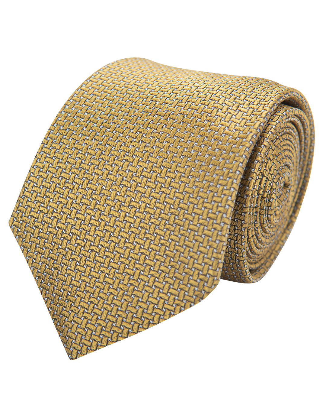 Yellow Lattice Weave Italian Silk Skinny Tie