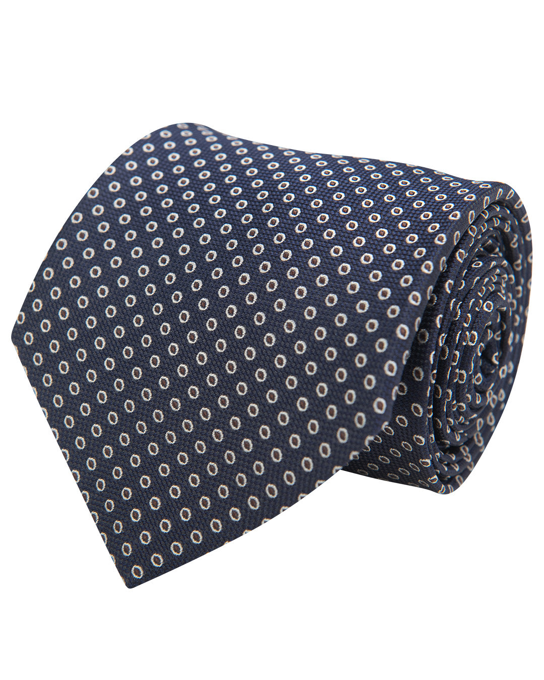 Navy Oxford Weave Circles Italian Silk Tie