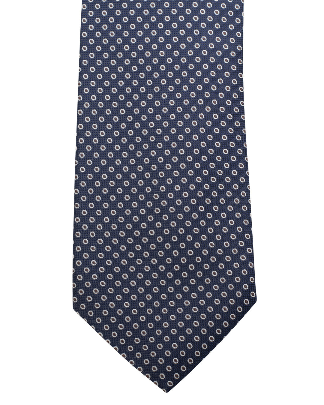 Navy Oxford Weave Circles Italian Silk Tie