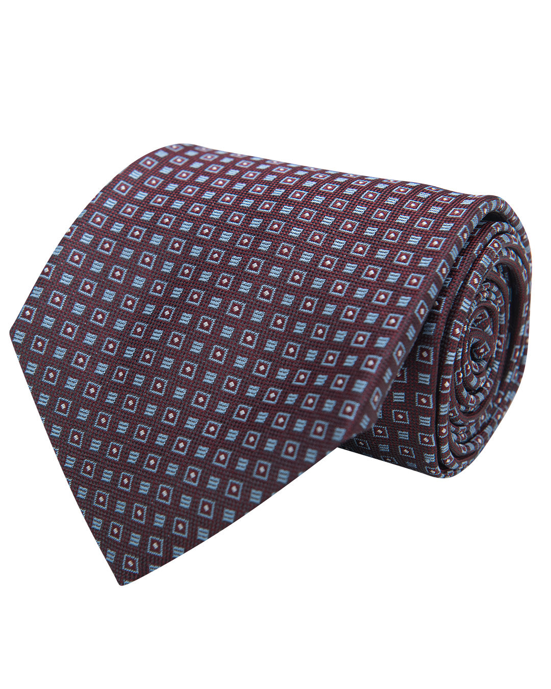 Burgundy Box Motif Oxford Weave Italian Silk Tie