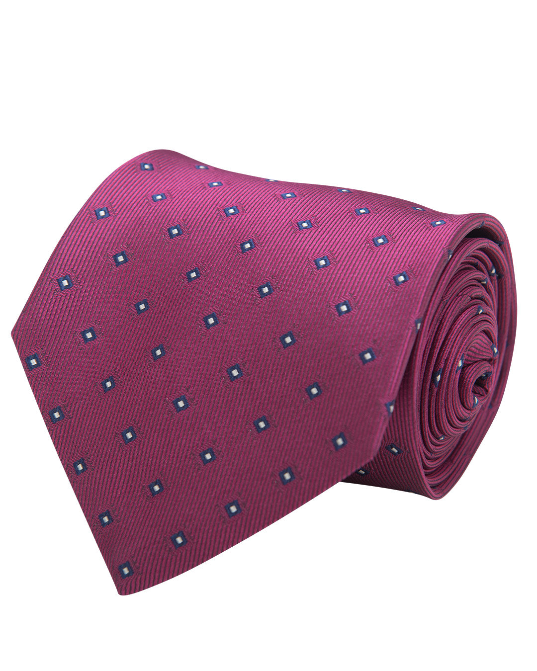 Pink Dotted Diamond Motif Twill Weave Italian Silk Tie