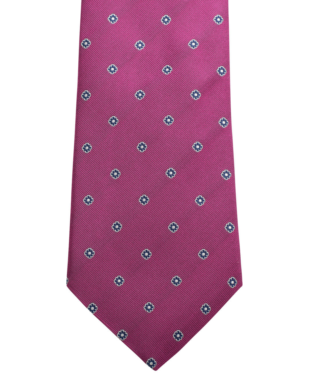 Pink Floral Motif Twill Weave Italian Silk Tie