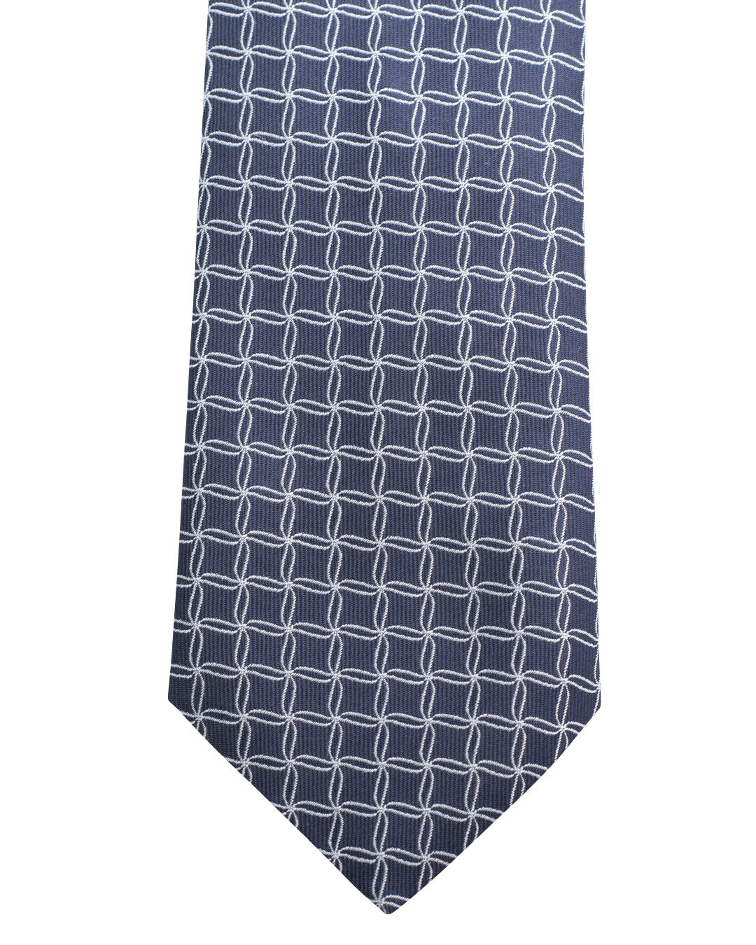 Navy Net Pattern Twill Weave Italian Silk Tie
