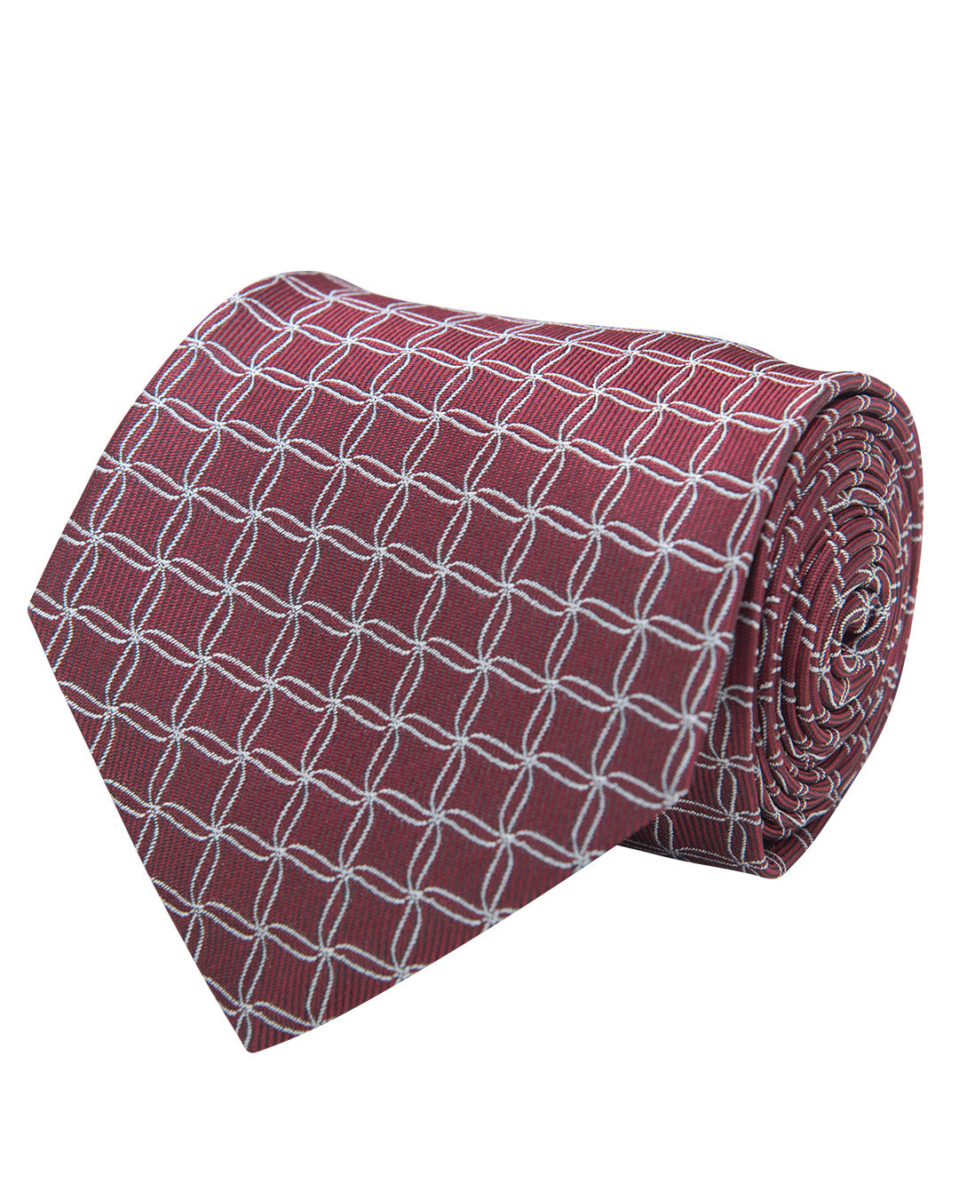 Red Net Pattern Twill Weave Italian Silk Tie