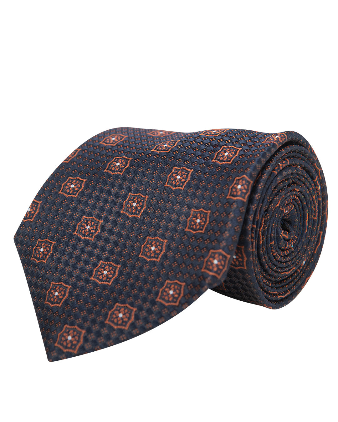 Orange Medallion Basketweave Italian Silk Tie