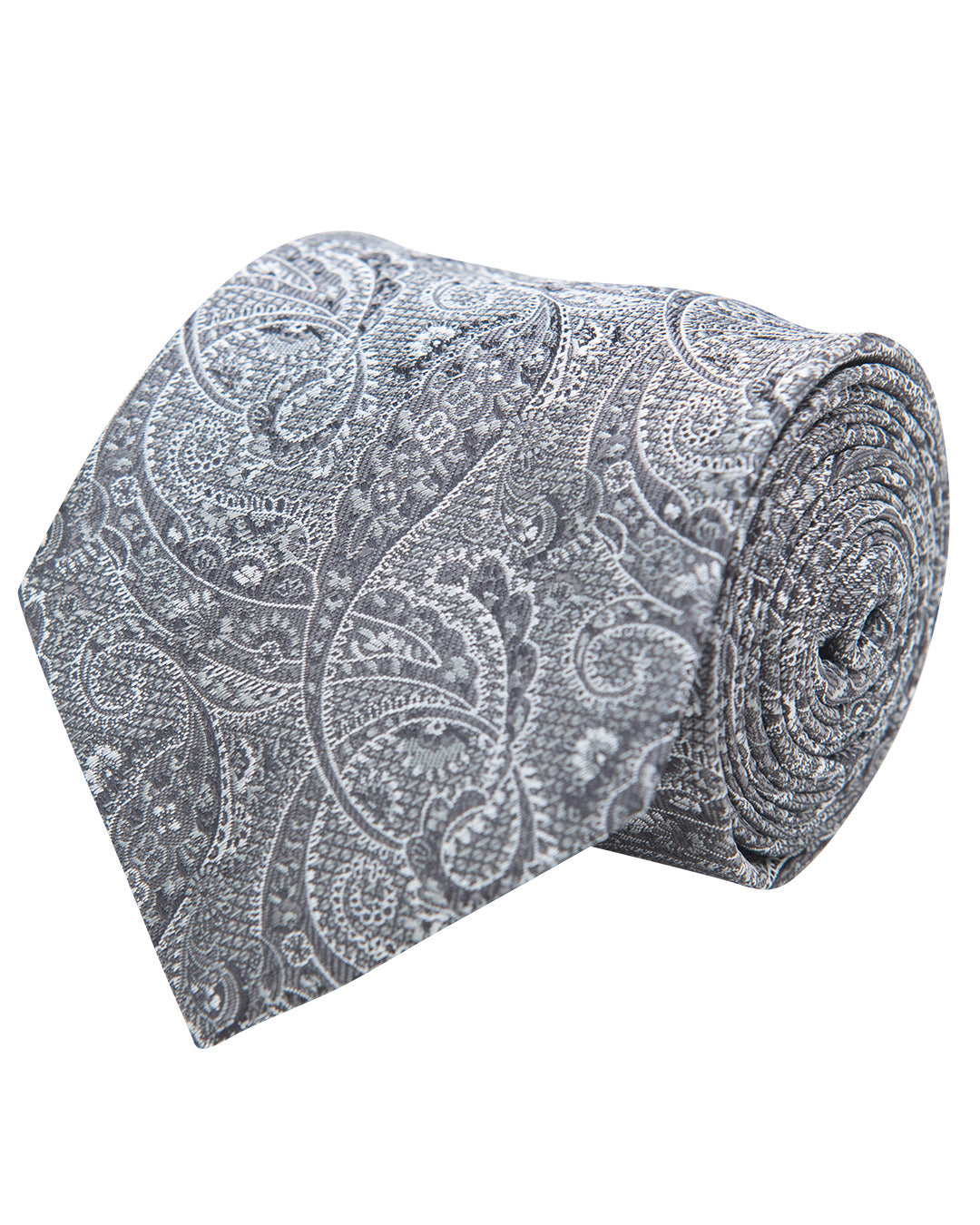 Grey Tonal Paisley Italian Silk Tie