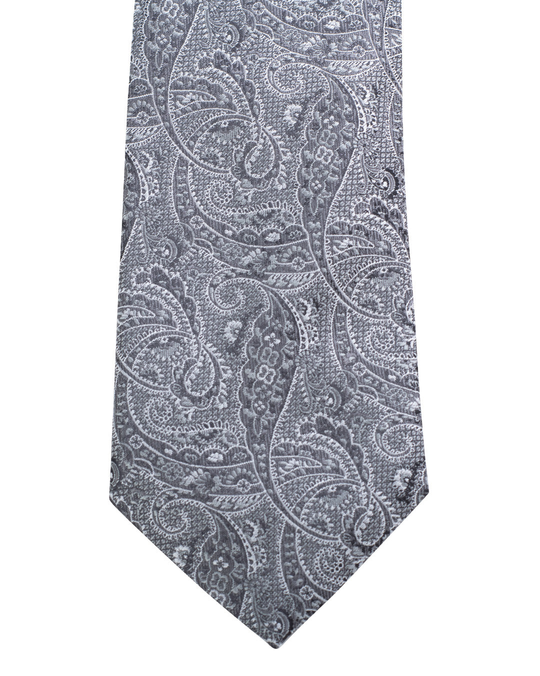 Grey Tonal Paisley Italian Silk Tie