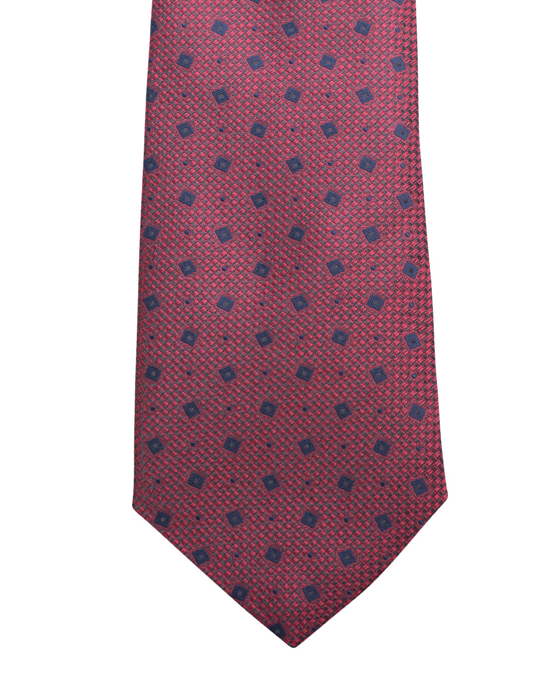 Red Boxes Pattern Italian Silk Tie