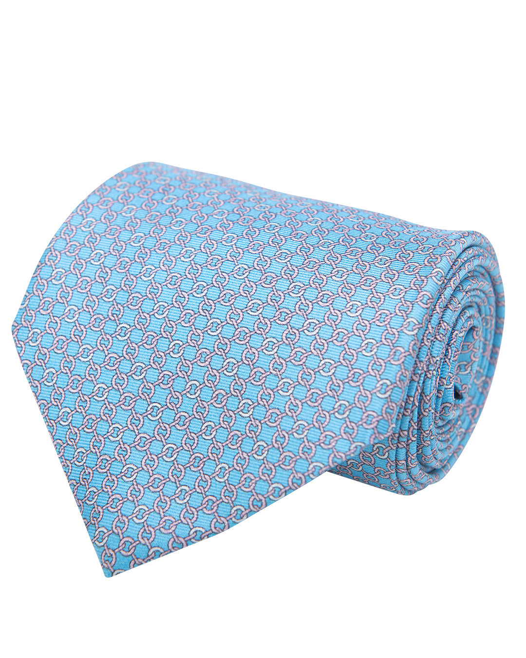 Blue Chainlink Print Italian Silk Tie