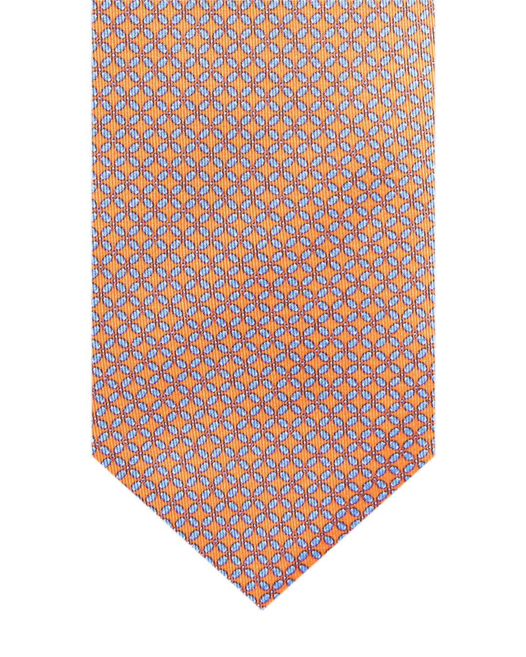 Orange Mesh Italian Silk Printed Tie