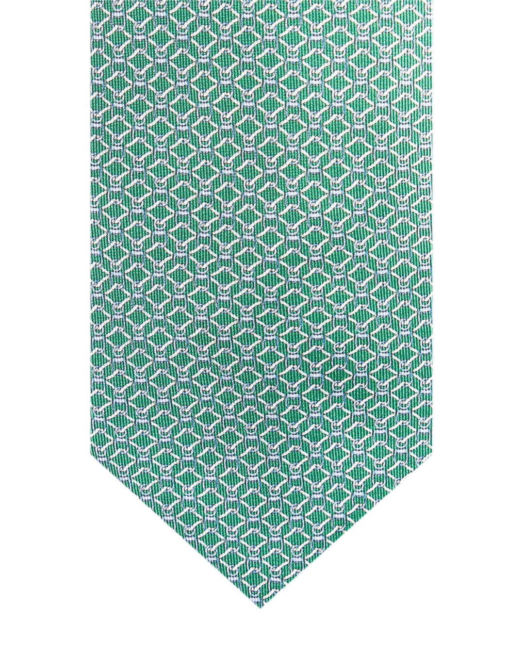 Green Diamond Chain Link Italian Silk Printed Tie