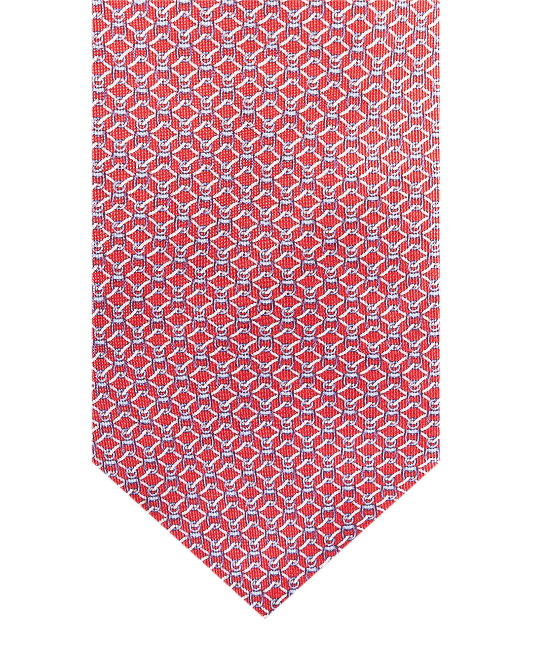 Red Diamond Chain Link Italian Silk Printed Tie