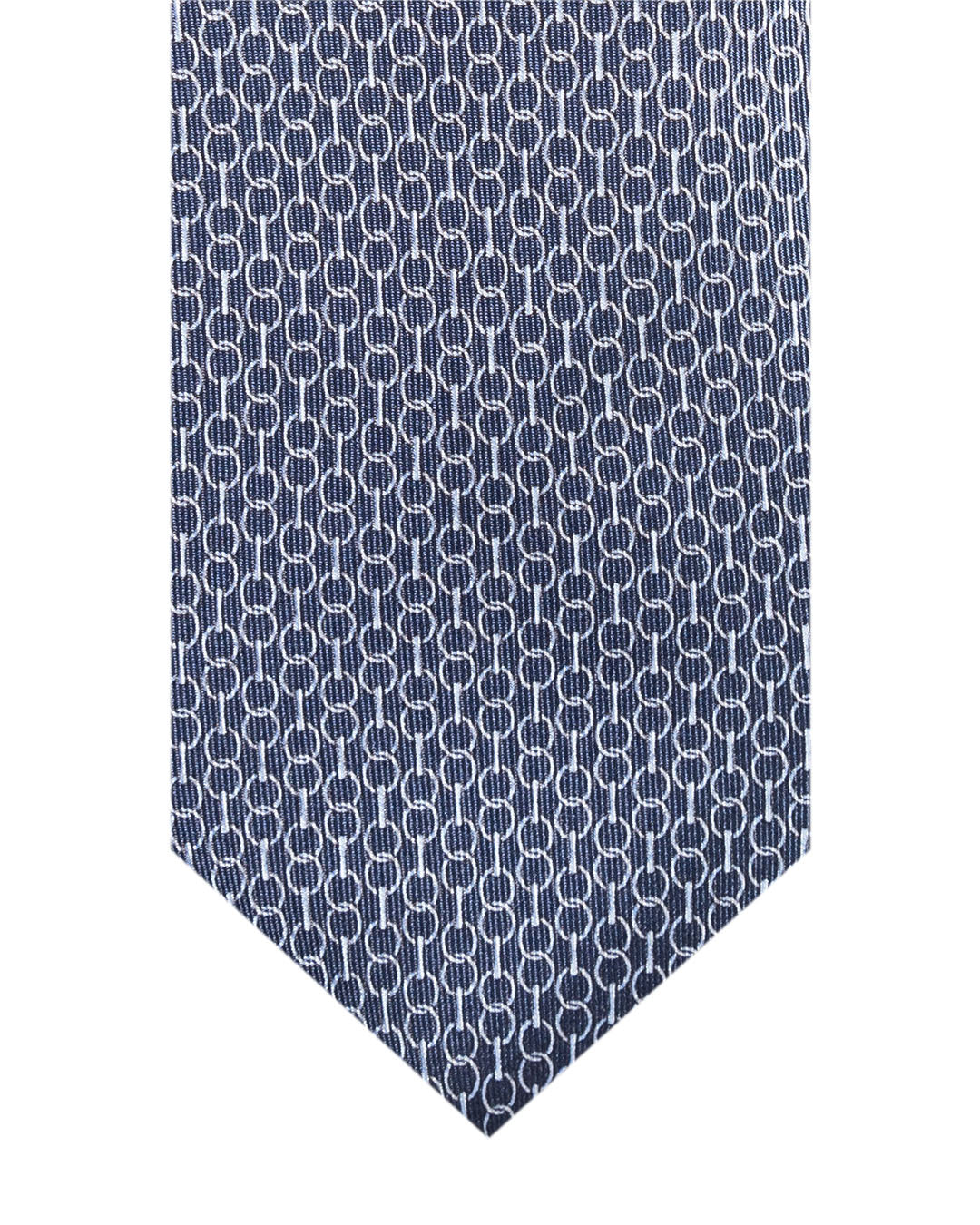 Blue Oval Chain Link Italian Silk Printed Tie