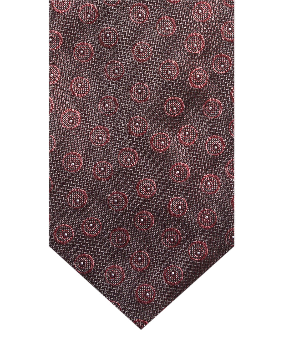 Burgundy Circles Italian Silk Printed Tie