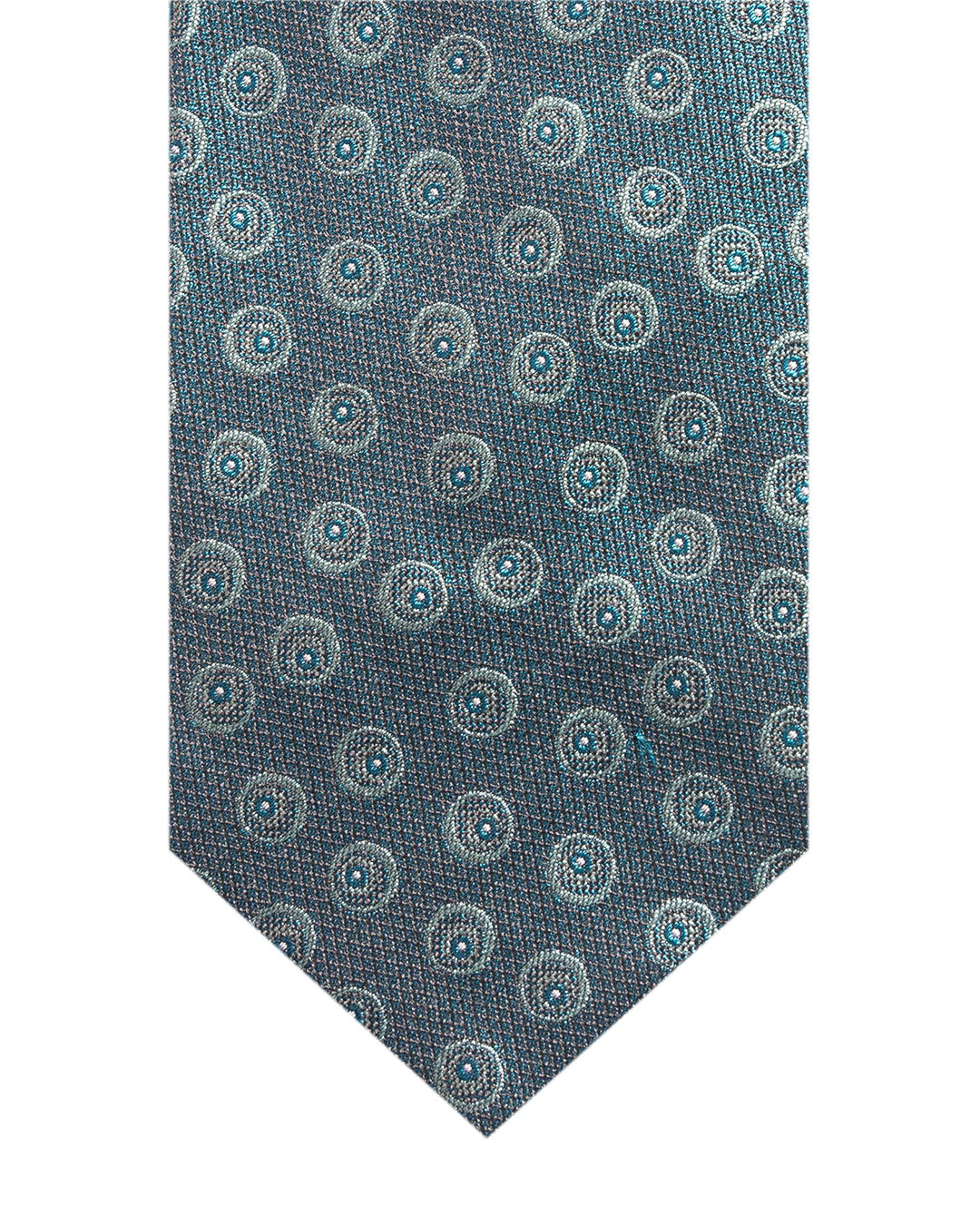 Teal Circles Italian Silk Printed Tie